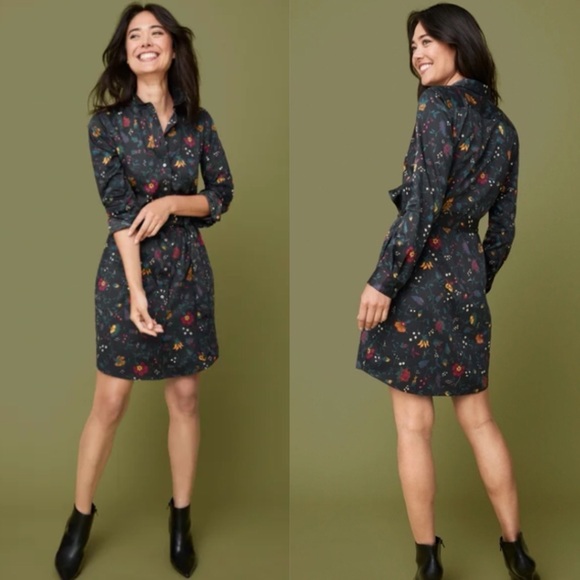 UNTUCKit Dresses & Skirts - Untukit Shirt Ellery Floral Button Front Collar Long Sleeve Shirt Dress Size 8